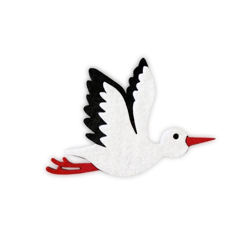 EMBLEMAT BOCIAN FILCOWY BIAŁY 10x6,5cm