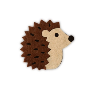 EMBLEMAT JEŻYK FILCOWY BRĄZOWY 7x7cm