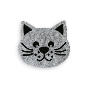 EMBLEMAT KOTEK FILCOWY SZARY 6x5cm