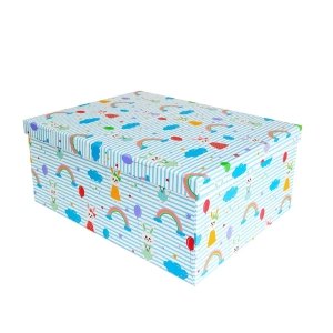 PUDEŁKO PREZENTOWE TĘCZA CHMURKI BŁĘKITNE 31x23x13,5сm