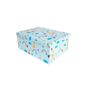 PUDEŁKO PREZENTOWE TĘCZA CHMURKI BŁĘKITNE 21x15x8,5сm