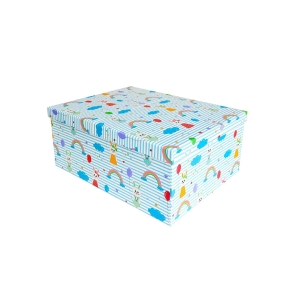 PUDEŁKO PREZENTOWE TĘCZA CHMURKI BŁĘKITNE 23x16,5x9,5сm