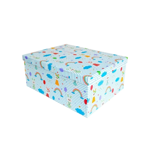 PUDEŁKO PREZENTOWE TĘCZA CHMURKI BŁĘKITNE 25x18x10,5сm