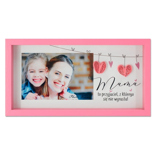 RAMKA NA ZDJĘCIE MAMA TO PRZYJACIEL RÓŻOWA 15x27cm