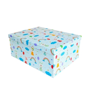 PUDEŁKO PREZENTOWE TĘCZA CHMURKI BŁĘKITNE 29x22x12,5сm