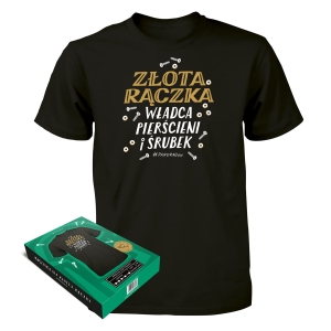 KOSZULKA ZŁOTA RĄCZKA WŁADCA PIERŚCIENI I ŚRUBEK CZARNA M