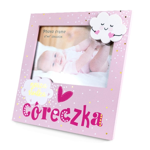 RAMKA NA ZDJĘCIE CÓRECZKA GROSZKI RÓŻOWA 18x18cm