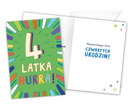 KARTKA 4 URODZINY LATKA LECĄ 18x12,5cm