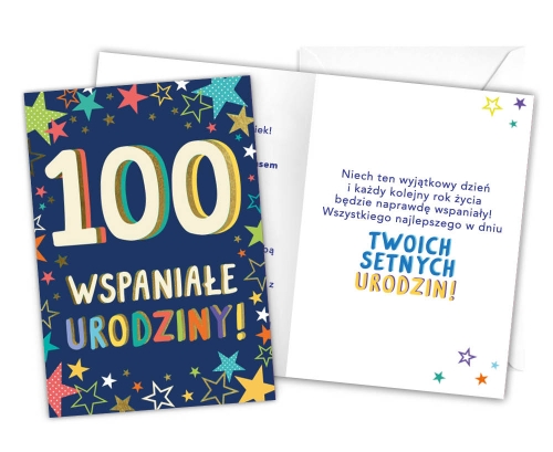 KARTKA 100 URODZINY LATKA LECĄ 18x12,5cm