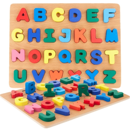 ALFABET LITERKI DREWNIANE PUZZLE UKŁADANKA EDUKACYJNA