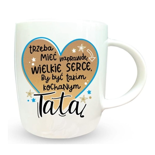 KUBEK KOCHANY TATA WIELKIE SERCE BIAŁY 350ml