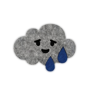 EMBLEMAT DESZCZ MAŁY FILCOWY SZARY 7,5x5,5cm
