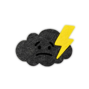 EMBLEMAT BURZA MAŁA FILCOWA SZARO-ŻÓŁTA 7,5x6cm