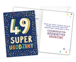 KARTKA 49 URODZINY LATKA LECĄ 18x12,5cm