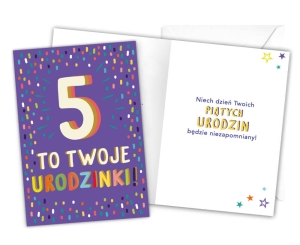 KARTKA 5 URODZINY LATKA LECĄ 18x12,5cm