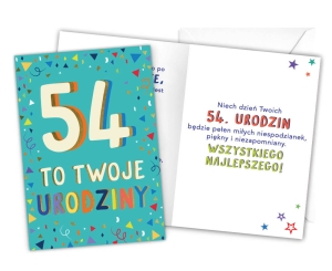 KARTKA 54 URODZINY LATKA LECĄ 18x12,5cm