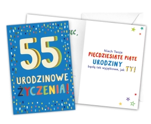 KARTKA 55 URODZINY LATKA LECĄ 18x12,5cm