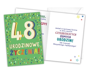 KARTKA 48 URODZINY LATKA LECĄ 18x12,5cm