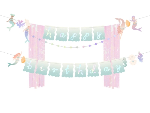 BANER HAPPY BIRTHDAY SYRENKA BŁĘKITNO-RÓŻOWY 1,3m