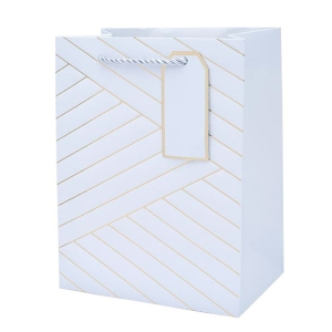 TOREBKA PREZENTOWA PASKI TŁOCZONA BŁĘKITNO-ZŁOTA 42x30cm