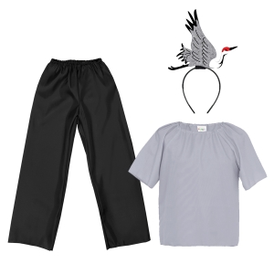 ZESTAW ŻURAW CZARNO-SZARY 134-140 4el