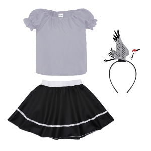 ZESTAW ŻURAW CZARNO-SZARY 134-140 4el