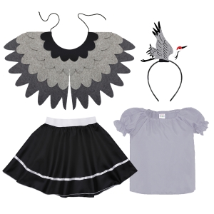 ZESTAW ŻURAW CZARNO-SZARY 116-128 5el