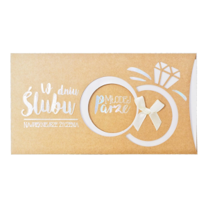 KARTKA ŚLUBNA W DNIU ŚLUBU KRAFT BRĄZOWA 21x12cm 1szt