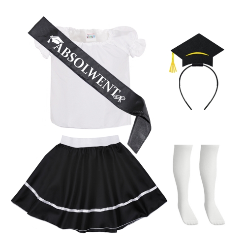 ZESTAW ABSOLWENT BIAŁO-CZARNY 134-140 6el