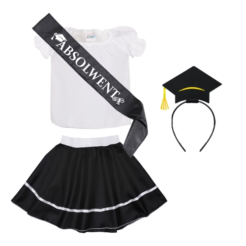 ZESTAW ABSOLWENT BIAŁO-CZARNY 134-140 5el