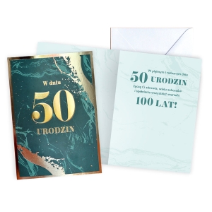 KARTKA 50 URODZINY MARMUR TURKUSOWA 17x12cm