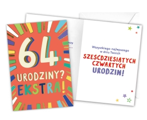 KARTKA 64 URODZINY LATKA LECĄ 18x12,5cm