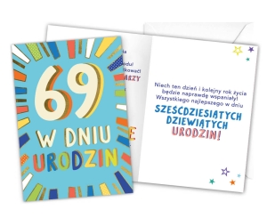 KARTKA 69 URODZINY LATKA LECĄ 18x12,5cm