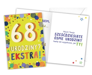 KARTKA 68 URODZINY LATKA LECĄ 18x12,5cm