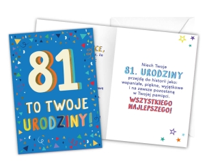 KARTKA 81 URODZINY LATKA LECĄ 18x12,5cm