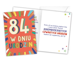 KARTKA 84 URODZINY LATKA LECĄ 18x12,5cm