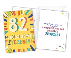 KARTKA 82 URODZINY LATKA LECĄ 18x12,5cm