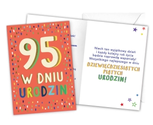 KARTKA 95 URODZINY LATKA LECĄ 18x12,5cm