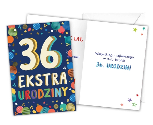 KARTKA 36 URODZINY LATKA LECĄ 18x12,5cm