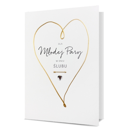 KARTKA ŚLUBNA DLA MŁODEJ PARY SERCE MINIMALISTYCZNA BIAŁA 19x13cm