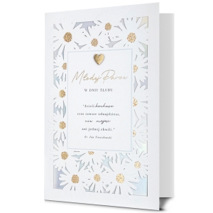 KARTKA ŚLUBNA MŁODEJ PARZE STOKROTKI BIAŁA 19x13cm