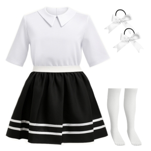 ZESTAW GALOWY BIAŁO-CZARNY 116-128 5el