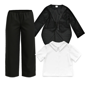 ZESTAW GALOWY BIAŁO-CZARNY 134-140 3el