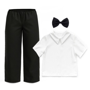 ZESTAW GALOWY BIAŁO-CZARNY 134-140 3el