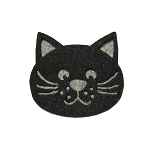 EMBLEMAT KOTEK FILCOWY SZARO-CZARNY 6x5,5cm