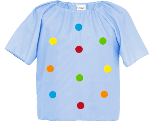 BLUZKA KROPKI PONGEE BŁĘKITNA 134-140