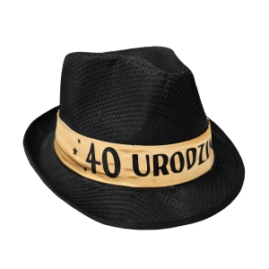 KAPELUSZ 40 URODZINY AL CAPONE CZARNY