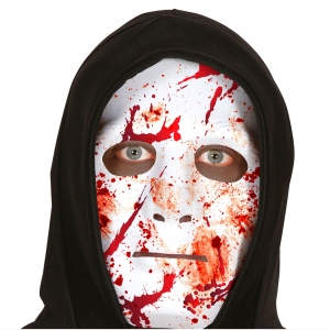MASKA ZAKRWAWIONA PLASTIKOWA BIAŁO-CZERWONA