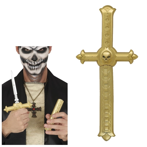 KRZYŻ Z UKRYTYM OSTRZEM ZŁOTY 26cm