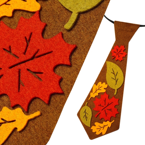 KRAWAT JESIENNY LISTKI FILCOWY JASNOBRĄZOWY